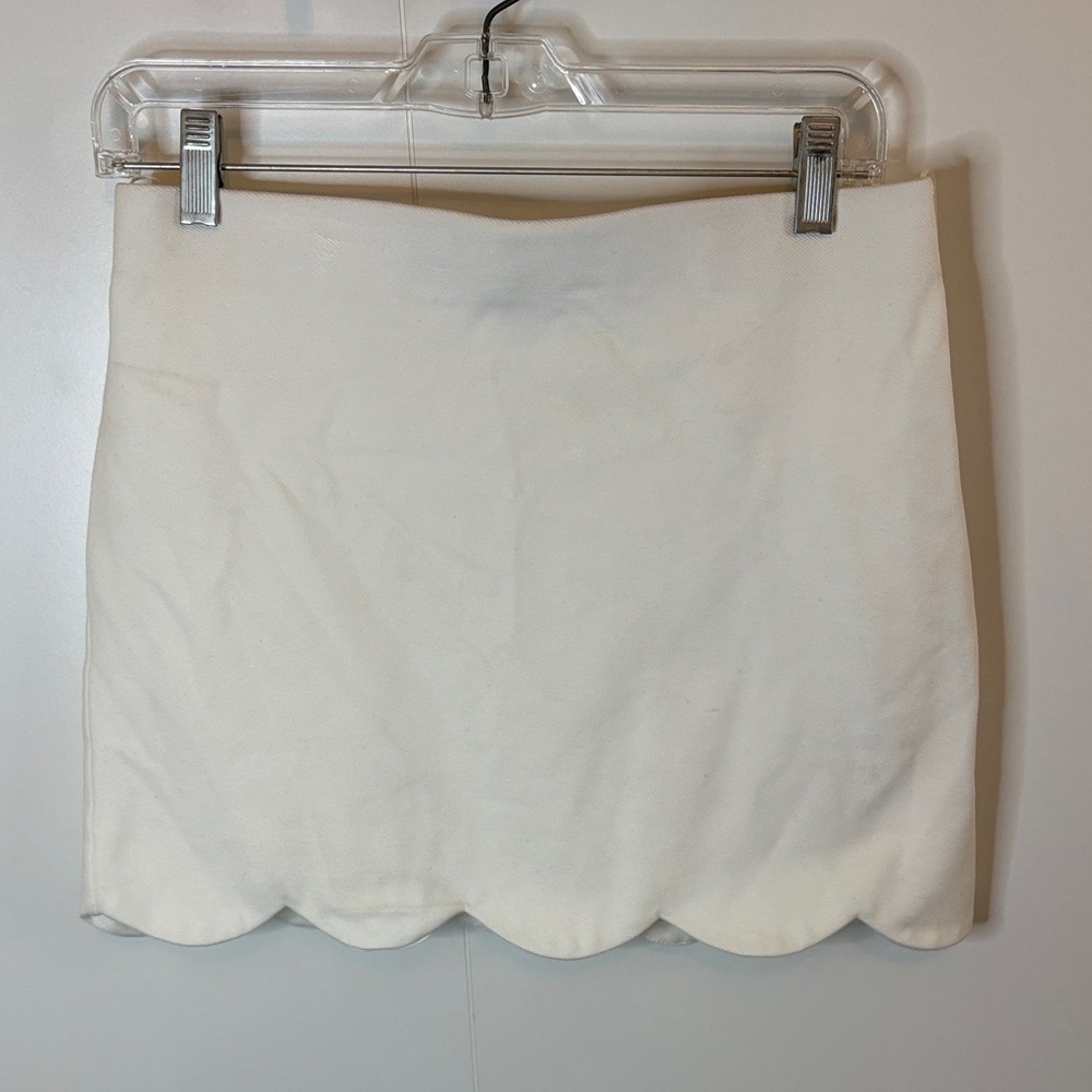 Topshop Cream Scalloped Mini Skirt
